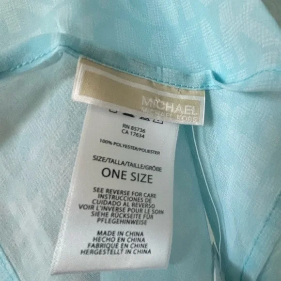 MICHAEL KORS MK Signature Ombre Logo Pareo Turquoise Beach Cover-Up - Picture 14 of 15